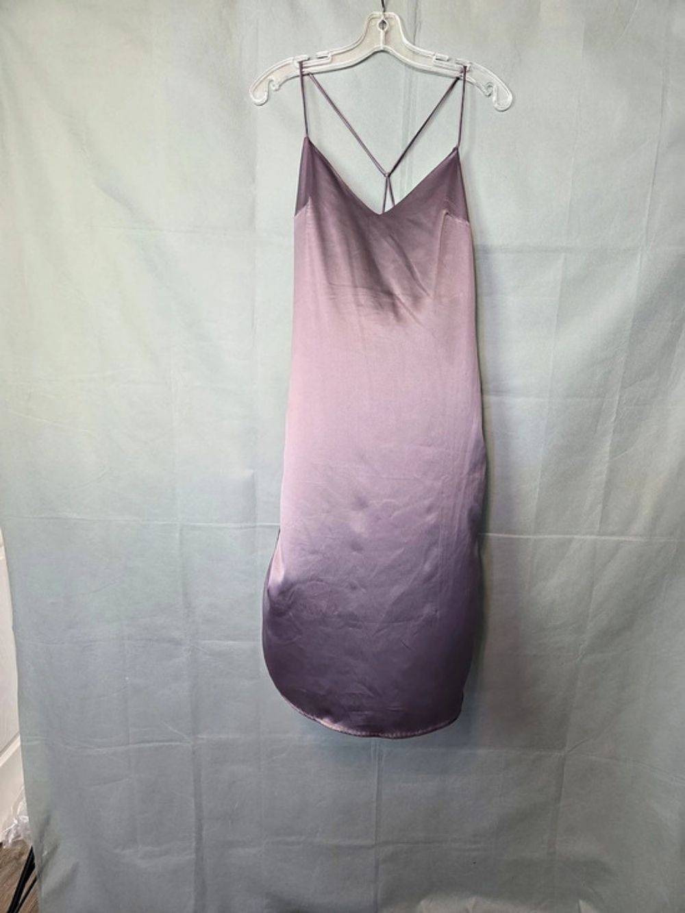 Vintage Purple /Grey Strappy Satiin Midi Slip Dress Like New